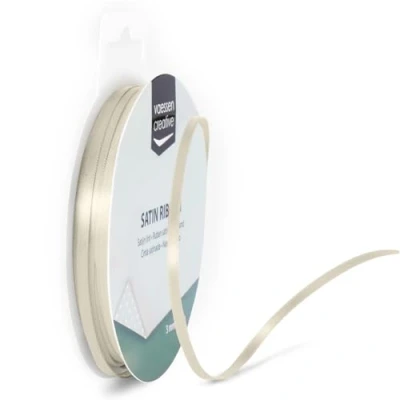 Abbildung von Vaessen Creative Satinband 3mmx10m Beige, Schleifenband, Dekoband, Bänder zum Basteln, Stoffbänder für Hochzeit, Taufe Und Geburtstagsgeschenke
