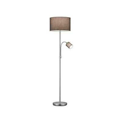 Abbildung von Trio Leuchten Stehleuchte Hotel 403900211, Metall Nickel matt, Stoffschirm Grau, exkl. 1x E27 + E14, 60 watt