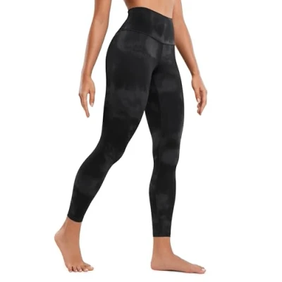 Abbildung von CRZ Yoga Butterluxe Damen Leggings Super High Waist Sportleggings Komfortable Sporthose Yogahose 64cm Schwarze Tie Dye Blumen 40
