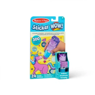 Abbildung von Melissa &amp; Doug 51103 Sticker Wow 24 seitiger Aktivitätenblock und Aufkleberstempel, 300 Aufkleber, Deko, Bastel Beschäftigungsspielzeug zum Sammeln Glitzer Einhorn, Mehrfarbig
