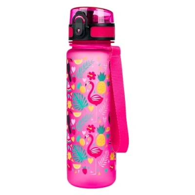Abbildung von Baagl Kinder Trinkflasche Auslaufsicher Wasserflasche 500ml, Schule und Sport Flasche für Jungen Mädchen Tritan (Flamingos)