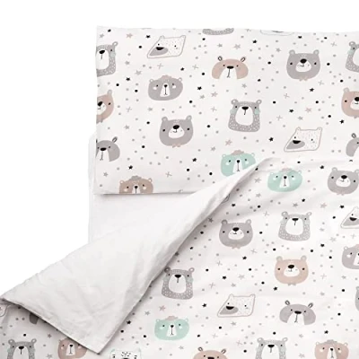 Abbildung von FlyIdeas Baby Bettwäsche Komplett Set 120x150 cm, 100% Reine Zert. Baumwolle Decken mit Kissenbezug fur Neugeborenen Kinderbett Stubenwagen &amp; Wiegen, Made in EU