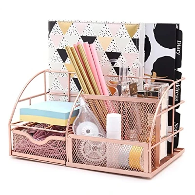 Abbildung von EXERZ Tisch Organizer/Schreibtisch Organisator/Schreibtisch Tidy/Stifthalter/Multifunktions Organisator (Roségold)