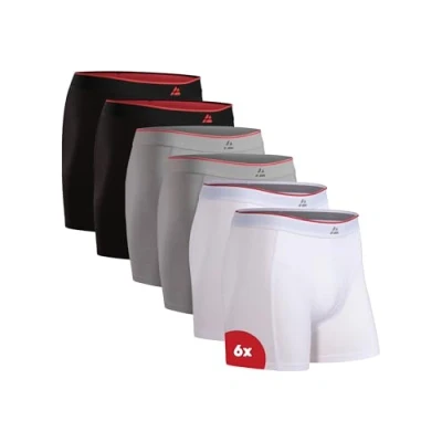 Abbildung von DANISH ENDURANCE Bambus Boxershorts Herren (6er10er Pack), Unterhosen Herren, Mit oder ohne Eingriff, Mehrfarbig (2X Schwarz, 2X Grau, Weiß), 4XL