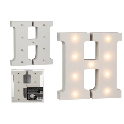 Abbildung von Beleuchteter Holz Buchstabe H, mit 9 LED, ca. 16 cm