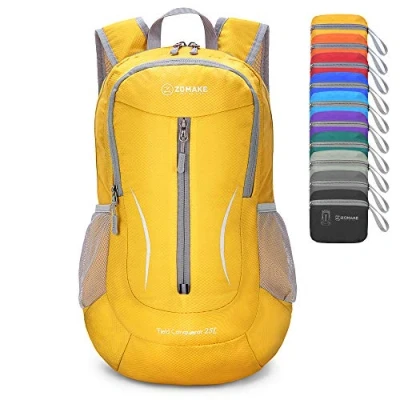 Abbildung von ZOMAKE Ultraleicht Faltbarer Rucksack Packbare Backpacks 25L,Kleiner Faltbar Rucksäcke Wanderrucksack Wasserdicht für Damen Herren Outdoor Wandern(Gelb)