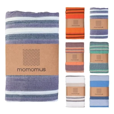Abbildung von MOMOMUS Dünne Picknickdecke XXL für Strand Mit Fransen Strandmatte/Badedecke/Stranddecke Sandfrei Picknicks oder Leichte Campingdecke Outdoor Lila, 210x240 cm