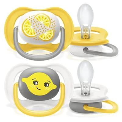 Abbildung von Philips AVENT Ultra Air Schnuller, 6 18 Monate, kiefergerecht, 0% BPA, 2 Stück, mit Sterilisier und Transportbox, SCF080/18