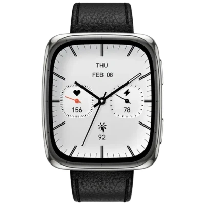 Abbildung von Amazfit Active 2 Smartwatch 1,75&quot; AMOLED Display, Offline Karten mit GPS, 10 Tage Akku, 160+ Sportmodi, Wasserfest, Herzfrequenz &amp; Schlaftracker für Android iPhone, Schwarzes Lederarmband