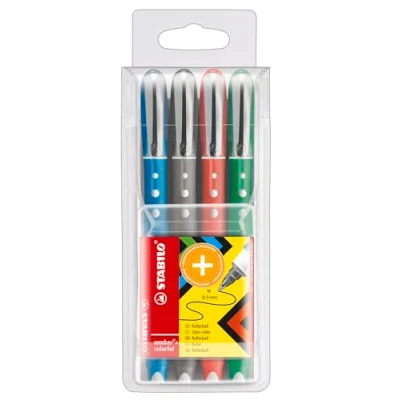 Abbildung von Tintenroller STABILO worker+ colorful medium 4er Pack grün, rot, blau, schwarz
