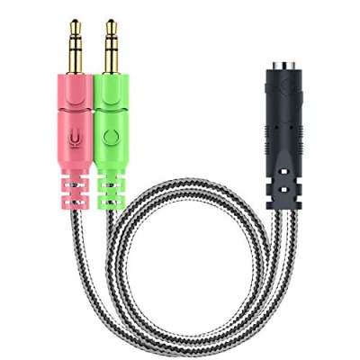 Abbildung von MillSO 3,5mm Klinke Adapter Y Splitter Audio Kabel mit Separater Mikrofon und Kopfhörer Stecker für PC, PS4 Gaming Headset 20CM Schwarz