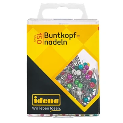 Abbildung von Idena 334034 Buntkopfnadeln, 150 Stück, rund, farbig sortiert