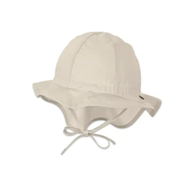 Abbildung von Sterntaler Sonnenhut Unisex Sommerhut UV Schutz 50+ Mütze mit breiter Krempe und Größenregulierung Nackenschutz Bindebänder Baby Kinder Kopfbedeckung aus Popeline (Bio) beige, Größe 51