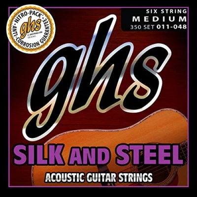 Abbildung von GHS Silk and Steel 350 Acoustic Guitar String Set, Silver plated Copper, Medium, .011 .048
