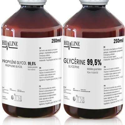 Abbildung von hd line 250 ml Glycerin E422 + Propylenglykol E1520, Perfekt für DIY, Pharmaqualität Reinheit, Lebensmittelqualität, Raw Material VG PG, Rein, Vegan, Ph. Eur/USP