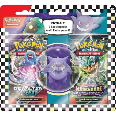 Abbildung von Pokémon Sammelkartenspiel: Radiergummi Blister für den Schulanfang Gengar (1 &amp; 2 Boosterpacks)