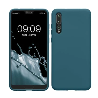 Abbildung von kwmobile Hülle kompatibel mit Huawei P20 Pro gummierte TPU Silikon Handyhülle Schutzhülle für kabelloses Laden Case in Petrol matt