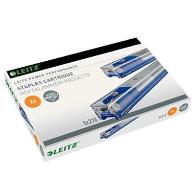 Abbildung von Leitz Power Performance Heavy Duty Heftklammerkassetten K6, Verzinkt, Box mit 5 Kassetten, x 210 Heftklammern, 55910000