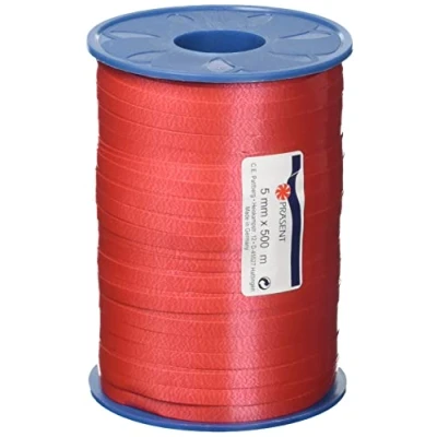 Abbildung von C.E. PATTBERG Geschenkband rot, 500 Meter Ringelband 5 mm zum Basteln, Dekorieren &amp; Verpacken von Geschenken zu jedem Anlass