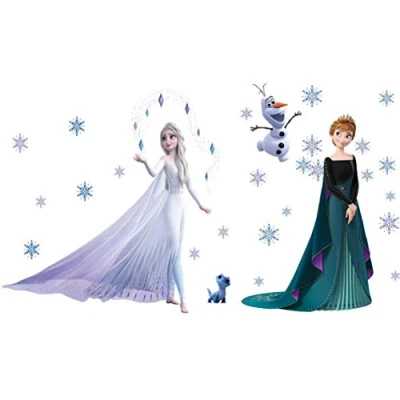 Abbildung von Kibi 2PCS Wandtattoo Frozen Eiskönigin (Frozen) Elsa und Anna Wandsticker Disney für Kinderzimmer Living Room Removable Prinzessin Olaf
