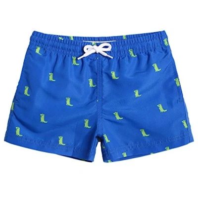 Abbildung von MaaMgic Kleine Jungen Badeshorts Schnelltrocknend Boardshorts mit Mesh Futter Taschen und Verstellbarem Tunnelzug MEHRWEG, 5 6 Jahre alt, Dinosaurier Blau