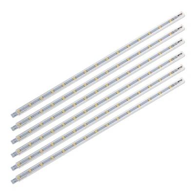 Abbildung von SEBSON LED Leiste 12V warmweiß 6 tlg., Lichtleiste 30cm mit Netzteil, Schalter und Verbindungkabeln, flache Unterbauleuchte Küche, Regal, Schrank 9x7x300mm