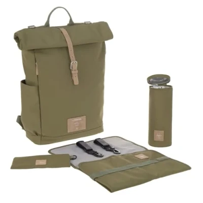 Abbildung von LÄSSIG Wickeltasche, Wickelunterlage, Kinderwagenbefestigung, Flaschenhalter nachhaltig produziert/GRE Rolltop Backpack, Grün