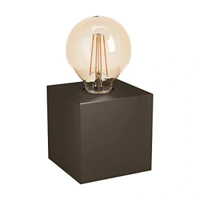 Abbildung von EGLO Tischlampe Prestwick 2, 1 flammige Tischleuchte industrial, Nachttischlampe aus Metall, Wohnzimmerlampe in Dunkel Bronze, Lampe mit Schalter, E27 Fassung
