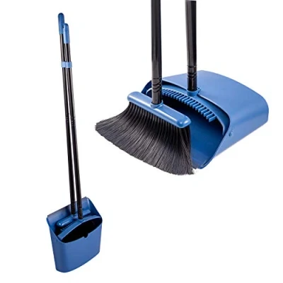 Abbildung von Jekayla Besen und Kehrschaufel Set, Kehrmaschine Combo mit 137cm Langem Ausziehbarem Griff für die Haushaltsreinigung, Blau