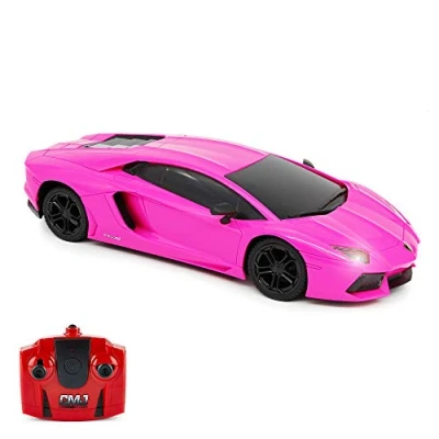Abbildung von CMJ RC CARS Lamborghini Aventador LP700 4 Rosa Offiziell Lizenziertes ferngesteuertes Auto im Maßstab 1:24 Funktionierende Lichter 2.4Ghz