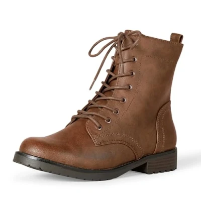 Abbildung von Amazon Essentials Damen Kampfstiefel mit Schnürung, Cognac, 37.5 EU