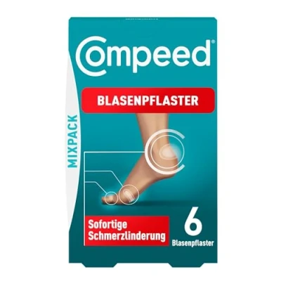 Abbildung von Compeed Blasenpflaster Mixpack Hydrokolloid Pflaster in verschiedenen Größen gegen Blasen an Fersen, Zehen und für kleine Blasen, 6 stück