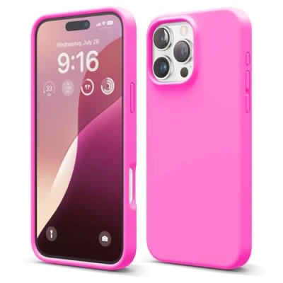 Abbildung von elago Premium Liquid Silikon Hülle Kompatibel mit iPhone 16 Pro Max Hülle, Ganzkörper Handyhülle, Stoßfest, Schlanke Kratzfester weicher Mikrofaser Innenfutter, 6.9 Zoll (Leuchtende Rot)