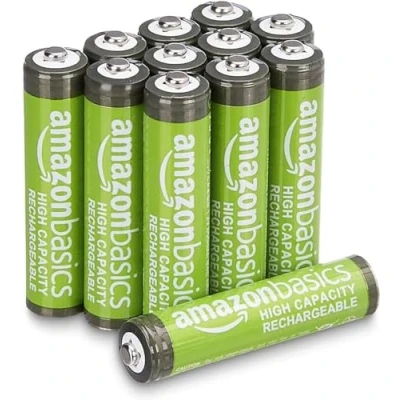Abbildung von Amazon Basics AAA Batterien mit hoher Kapazität, 850 mAh, wiederaufladbar, NiMh, vorgeladen, 12 Stück