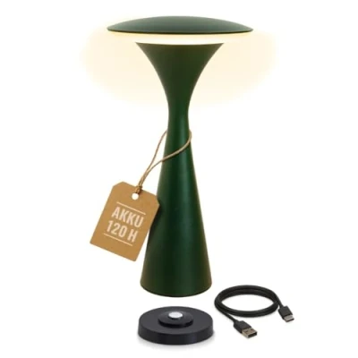Abbildung von 8 seasons design Tischlampe kabellos, dimmbar, Outdoor &amp; Indoor Hello Space USB Ladestation, 27cm, Aluminium (grün), LED warmweiß bis kaltweiß, Touch Control, Akku Tischleuchte