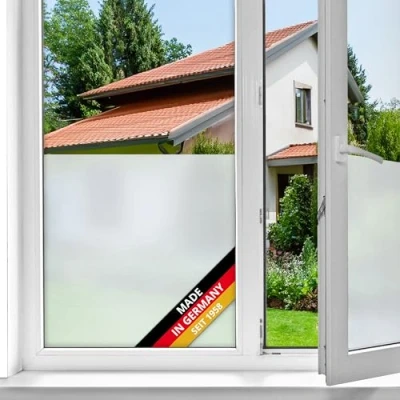 Abbildung von d c fix Fensterfolie Opal Milchglas selbstklebend 45 cm x 2 m Milchglasfolie blickdichte Sichtschutzfolie Sichtschutz für Badezimmer Fenster, Küche Blickschutz Folie Klebefolie Glasfolie
