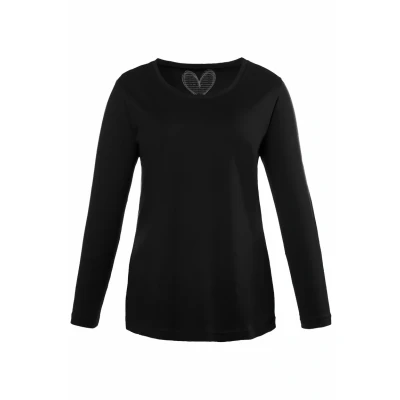 Abbildung von Ulla Popken Damen Langarm shirt, Schwarz, 50 52 EU