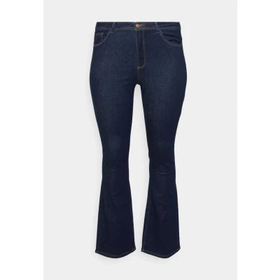 Abbildung von ONLY Carmakoma Carlaolahw Flared Jeans Bootcut, Damen, Größe: 50x32, Dark blue denim