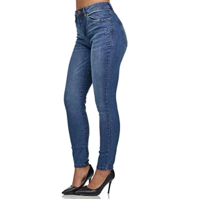 Abbildung von Tazzio Damen Skinny Fit Jeans High Waist Denim Jeanshose Slim Stretch Hose F107 Blau 46