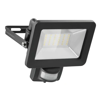 Abbildung von goobay 53881 LED Strahler Bewegungsmelder Außen 30W / PIR Sensor Außenstrahler IP44 Neutralweißes Licht 2550 lm/LED Scheinwerfer Fluter Wandmontage/Gartenstrahler/Schwarz
