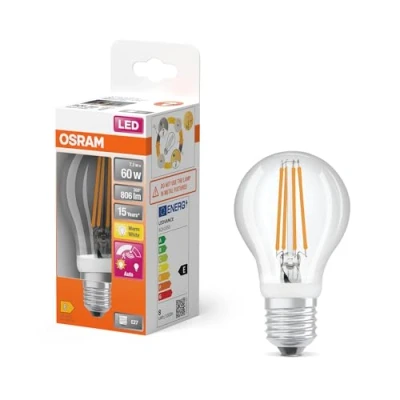 Abbildung von OSRAM Star+ LED Lampe mit Bewegungssensor für E27 Sockel, Filament Optik ,Warmweiß (2700K), 806 Lumen, Ersatz herkömmliche 60W Leuchtmittel, nicht dimmbar, 1 er Pack, White