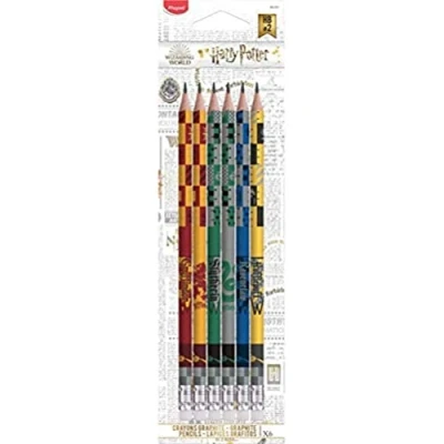 Abbildung von Maped 851701 egonomische Drei Kant Bleistifte HARRY POTTER mit Radiergummikopf HB mittel x6 Stifte Haus Gryffindor, Slytherin, Ravenclaw, Huffelpuff