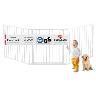 Abbildung von BabyDan Flex L, 90 223 cm, Treppenschutzgitter/Raumteiler, Weiß, Hergestellt in Dänemark Schutzgitter/Sicherheitsgitter (Haustiergitter/Hundegitter/Hundelaufstall)