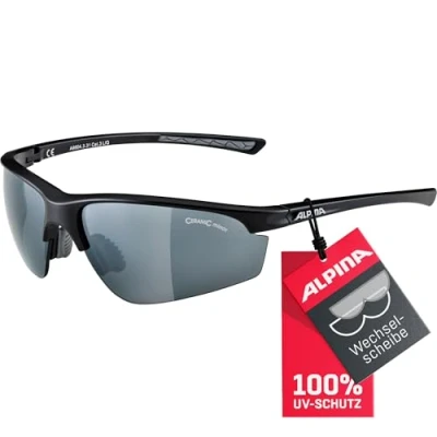 Abbildung von ALPINA TRI EFFECT 2.0 Indiv. Anpassbare, Bruchsichere Wechselscheiben Sport &amp; Fahrradbrille Mit 100% UV Schutz Für Erwachsene, black matt, One Size