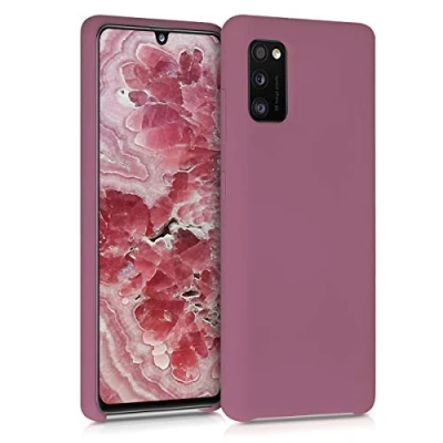 Abbildung von kwmobile Hülle kompatibel mit Samsung Galaxy A41 Silikon Handy Case Handyhülle weiche Oberfläche kabelloses Laden Dark Rose