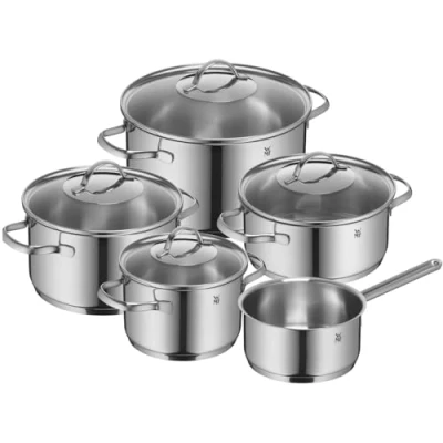 Abbildung von WMF Provence Plus Topfset Induktion 5 teilig, Kochtopf Set mit Glasdeckel, Cromargan Edelstahl poliert, Töpfe unbeschichtet
