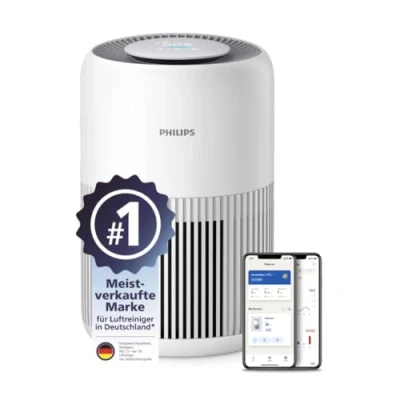 Abbildung von Philips Luftreiniger 900 Serie, HEPA NanoProtect + Aktivkohlefilter, CADR 250m3/h für 65m² Allergiker, leise, intelligent und energieeffizient (AC0950/10)