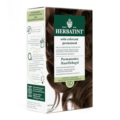 Abbildung von Herbatint Permanentes Haarfärbegel 5D Helles GoldKastanienbraun 170 ml I Ohne Ammoniak, optimale Grauhaarabdeckung Auf empfindlicher Haut getestet, mit 8 Pflanzenextrakten