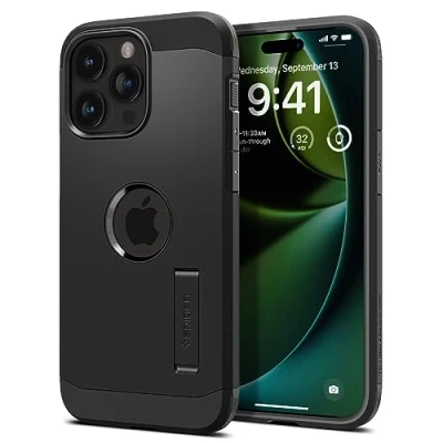 Abbildung von Spigen Hülle für iPhone 15 Pro Max Tough Armor MagFit Kompatibel mit MagSafe Schwarz