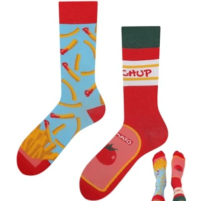 Abbildung von TODO Lustige Pommes Socken Damen und Herren, Coole Frites mit Kechup (35 38, Pommes)